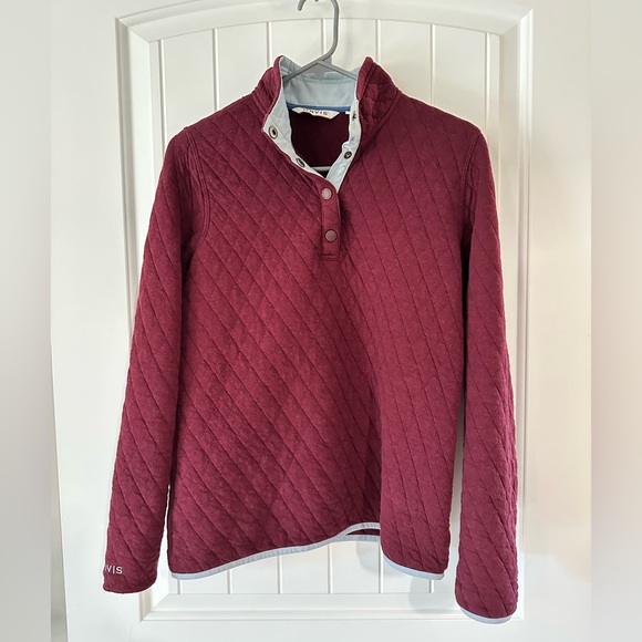 Orvis Women’s XS Quilted 1/4 Snap Pullover Sweatshirt Sangria - Picture 2 of 5